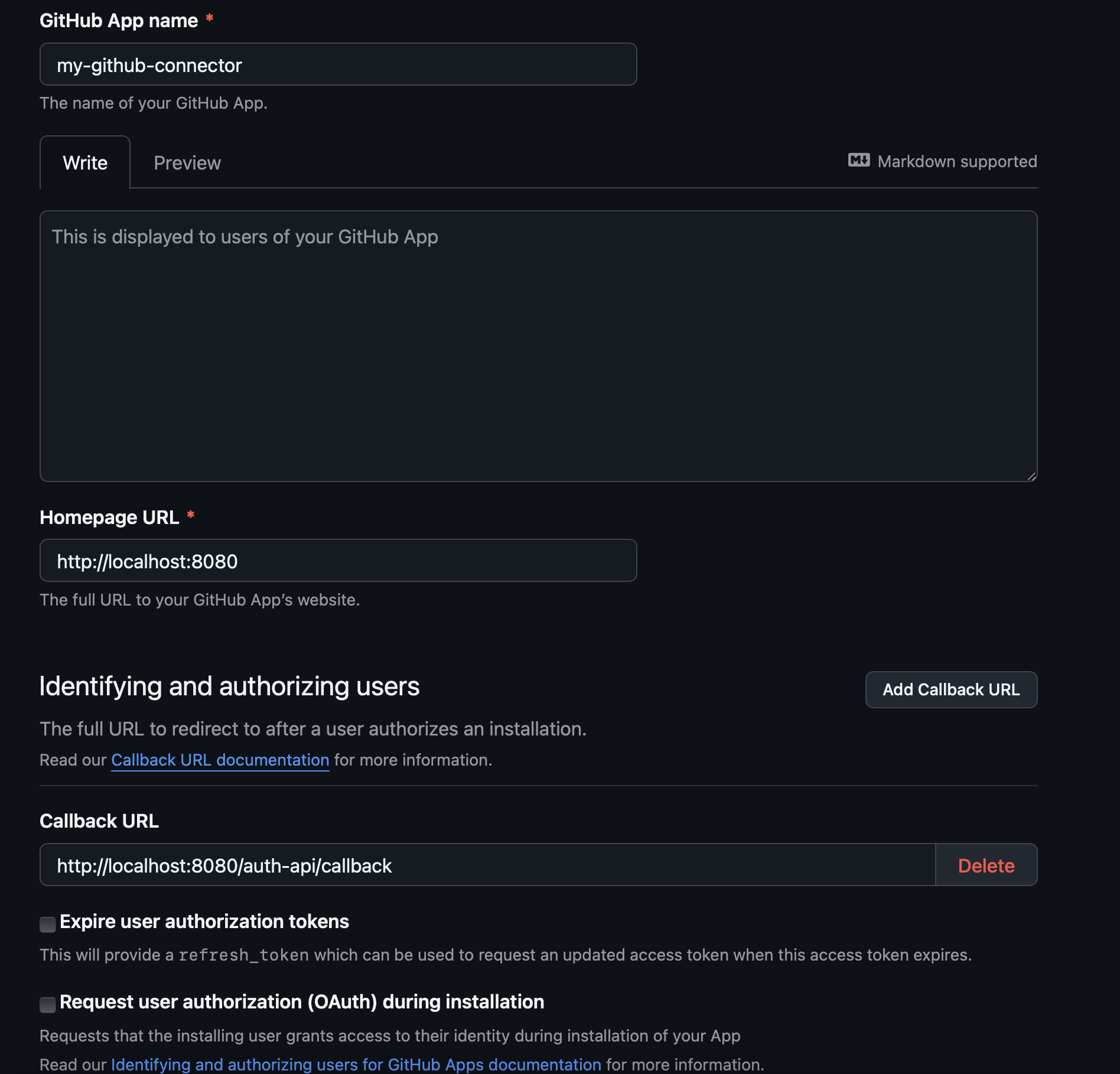 Github OAuth App